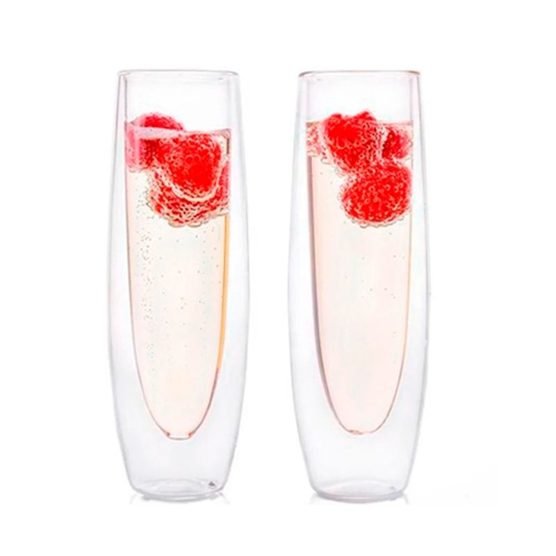QDIGITAL - Set 2 Vasos Jugo Doble Pared 250ml