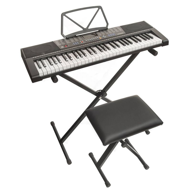 EPIC - Kit Teclado Musical Epic 61 Teclas Con Sillin Y Atrl.