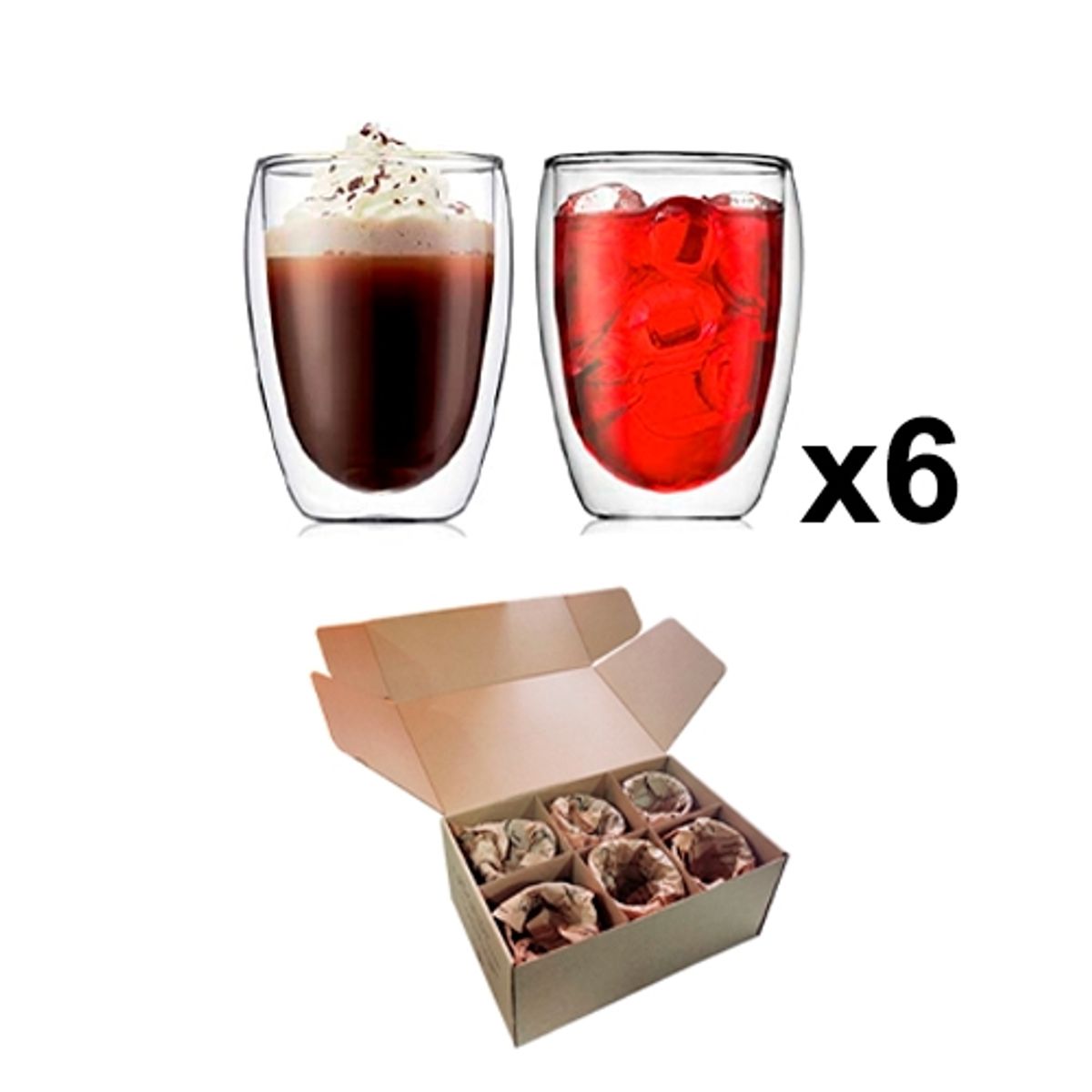 PERFECT CLASS - Set 6 Vasos Bajos Doble Pared 350ml