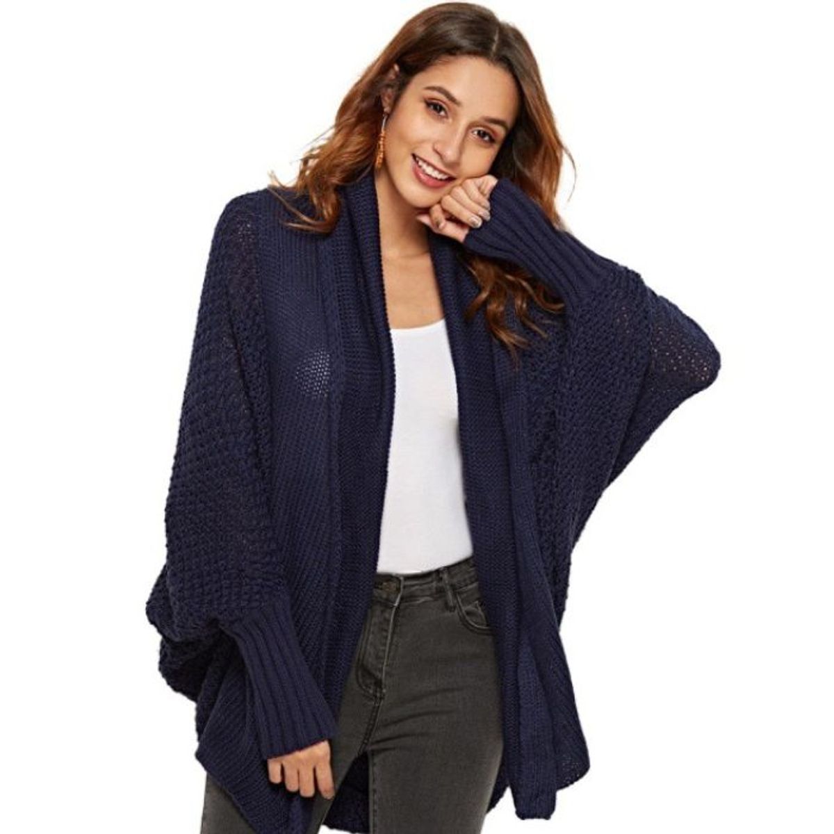 CRUSEC - Sweater De Dama Chaleco Suéter Abrigo Mujer - Azul Marino