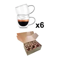 PERFECT CLASS - Set 6 Taza Café Doble Pared 250ml