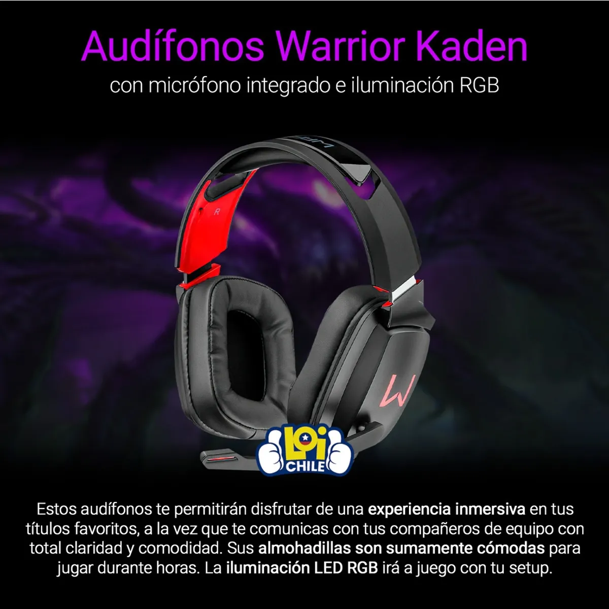 MULTILASER - Audífonos Gamer Warrior Kaden RGB MULTILASER