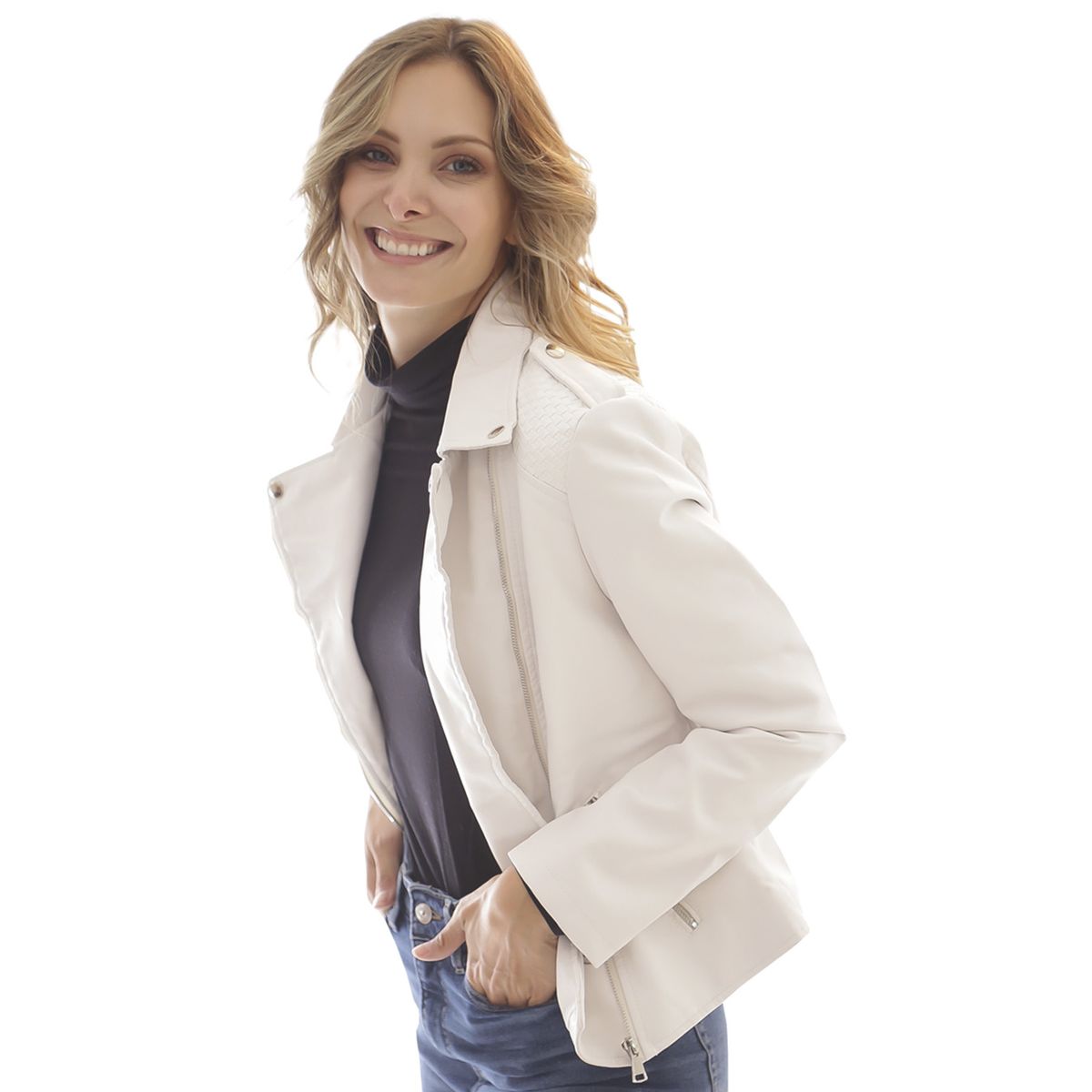 TODOPIEL - Chaqueta de Ecocuero Mujer Blanco Todopiel