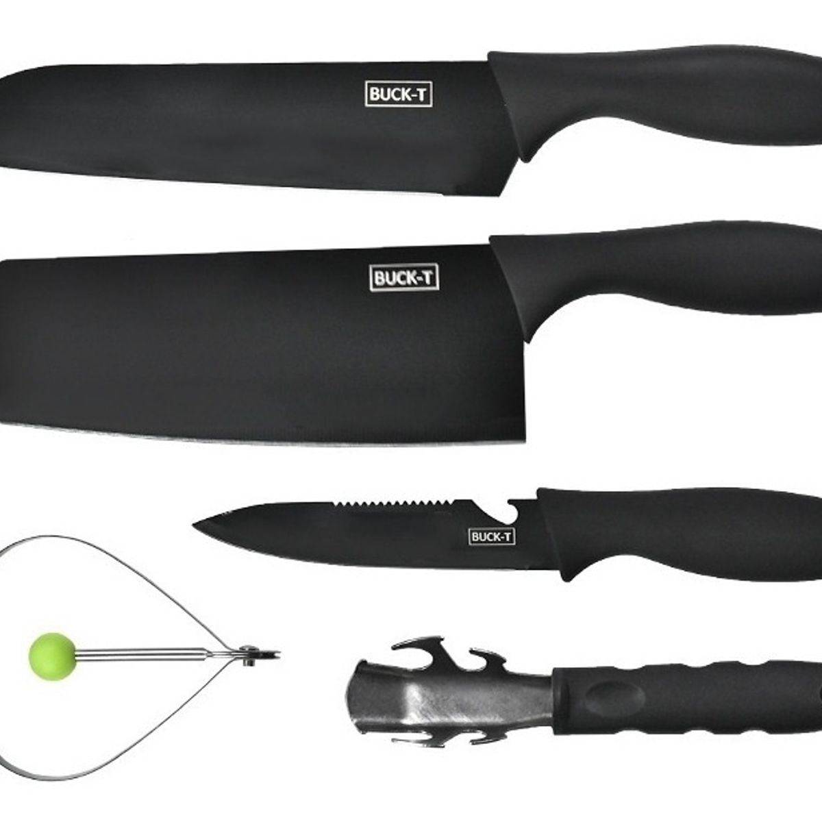 GENERICO - Set De Cuchillos de Cocina 5piezas color Negro 5 en 1
