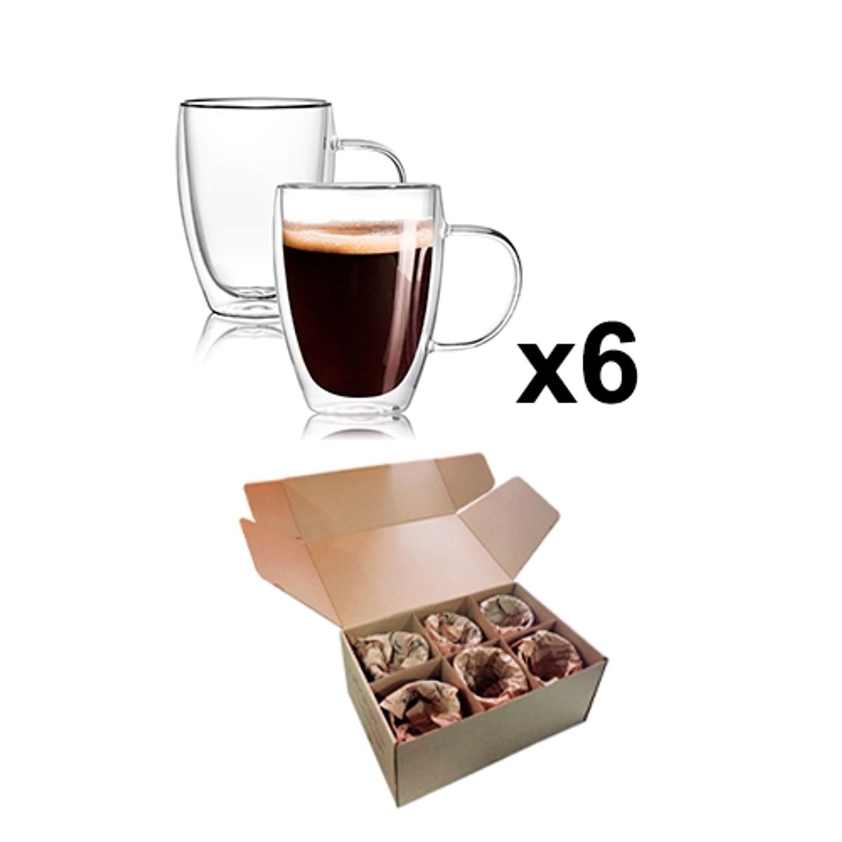 PERFECT CLASS - Set 6 Tazas Doble Pared 350ml