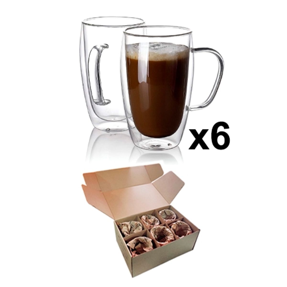 PERFECT CLASS - Set 6 Tazas de Cafe Grandes 450ml