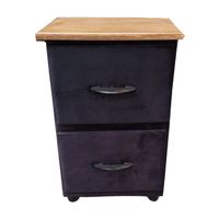 Veladores Doble Cajón Negro Felpa Muebles Rimar
