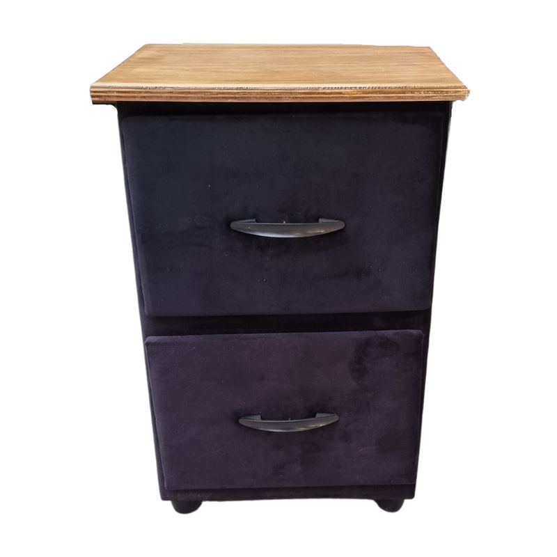 GENERICO - Veladores Doble Cajón Negro Felpa Muebles Rimar
