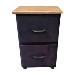 GENERICO - Veladores Doble Cajón Negro Felpa Muebles Rimar