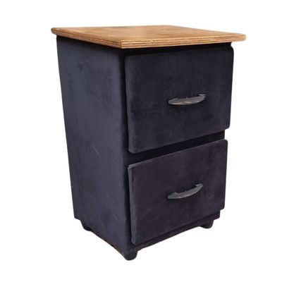 Imagen 2 del producto Veladores Doble Cajón Negro Felpa Muebles Rimar