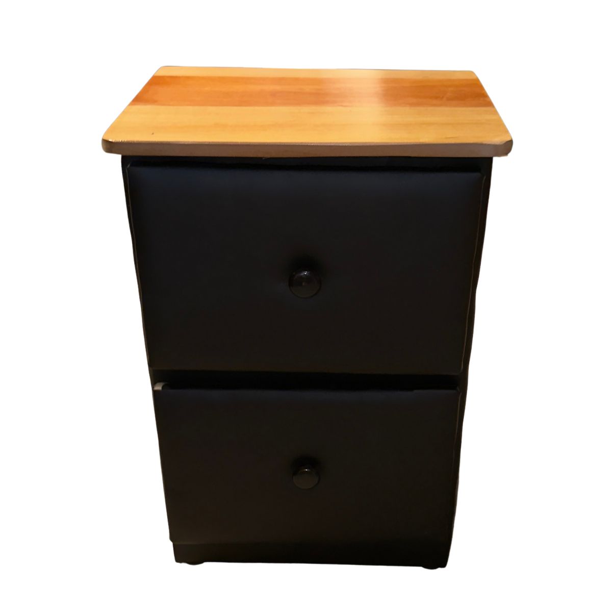 GENERICO - Veladores Doble Cajón Negro Eco Cuero Muebles Rimar