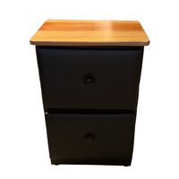 Veladores Doble Cajón Negro Eco Cuero Muebles Rimar