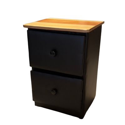 Imagen 2 del producto Veladores Doble Cajón Negro Eco Cuero Muebles Rimar