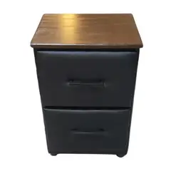 GENERICO - Veladores Doble Cajón Negro Eco Cuero Muebles Rimar