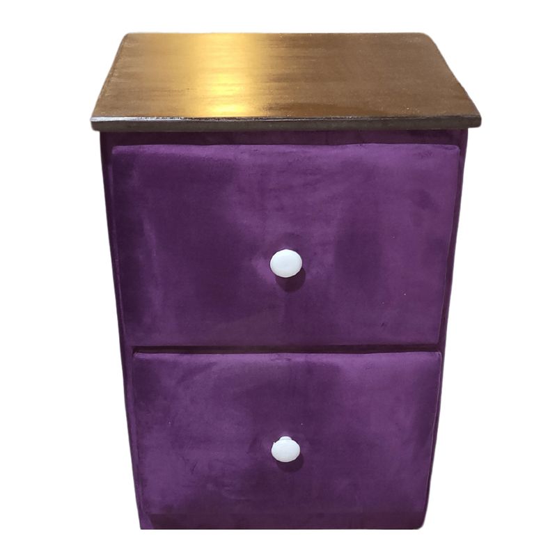 GENERICO - Veladores Doble Cajón Morado Felpa  Muebles Rimar