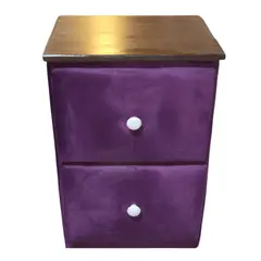 GENERICO - Veladores Doble Cajón Morado Felpa Muebles Rimar