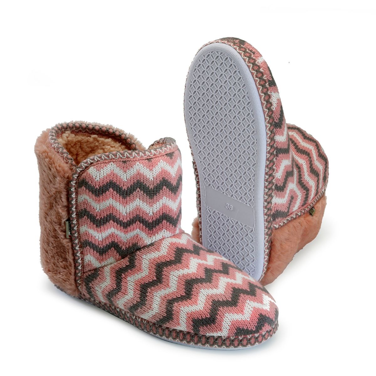SHEEPPERS - Pantufla Bota Mujer Lana y Chiporro Pink