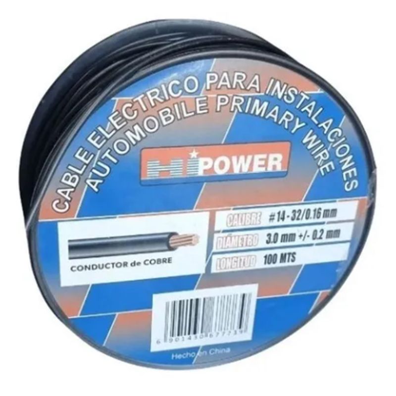 GOODCAR - 100 METROS DE CABLE AUTOMOTRIZ 14 AWG NEGRO