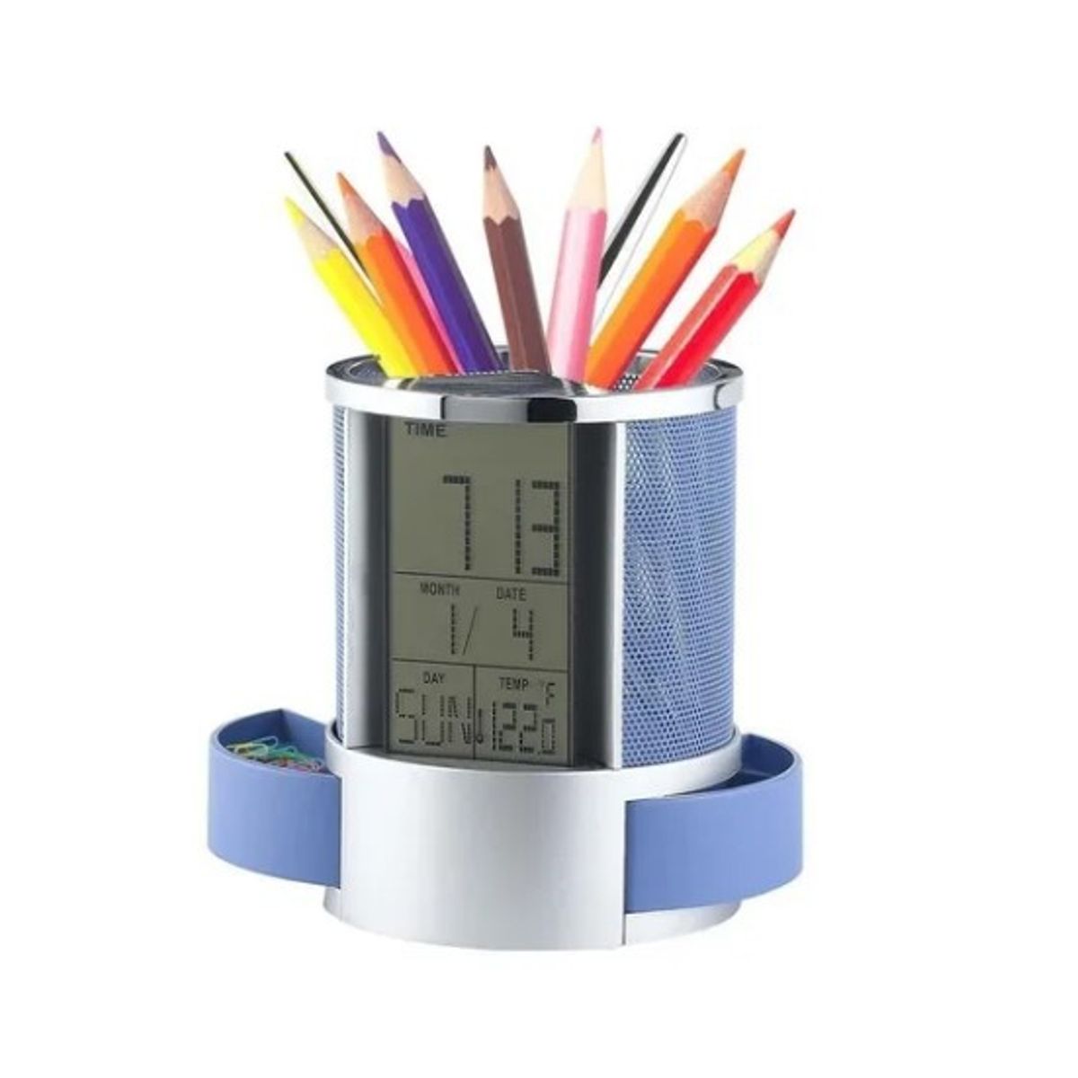 OFERTABKN - Organizador Bolígrafo Portalápices Reloj Alarma Pantalla Lcd