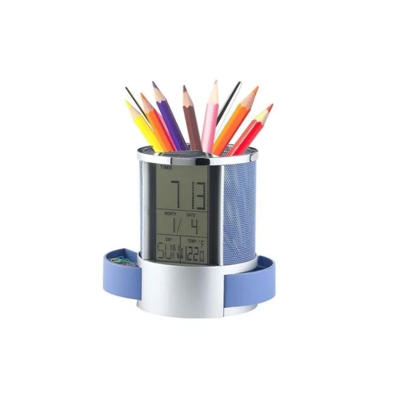 OFERTABKN - Organizador Bolígrafo Portalápices Reloj Alarma Pantalla Lcd
