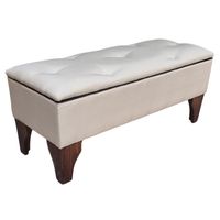 Banqueta Baúl Botone Crudo Lino Muebles Rimar