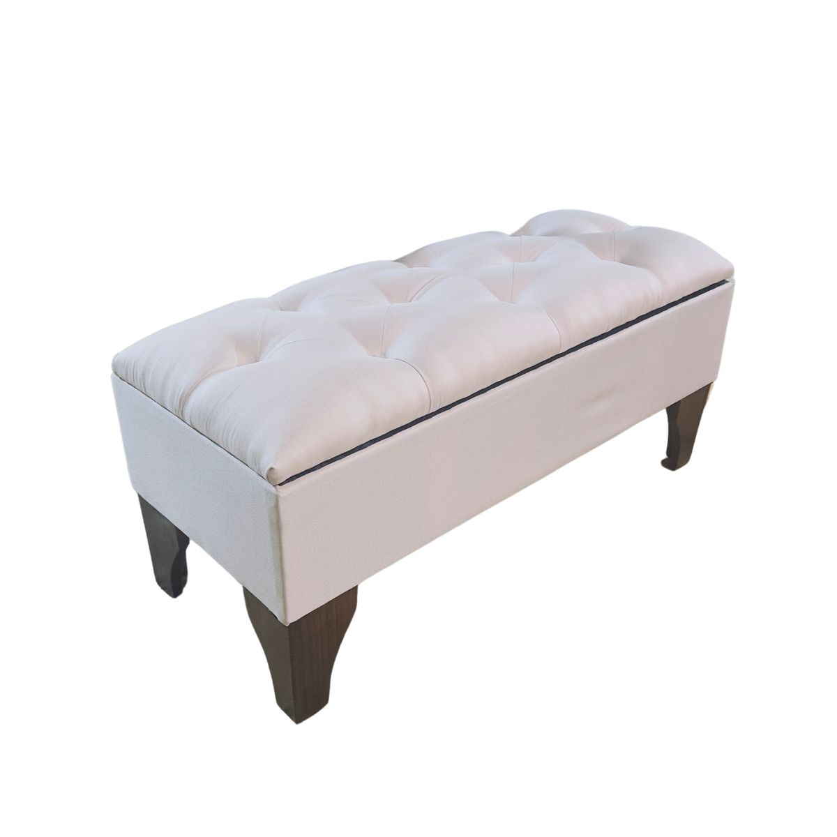 GENERICO - Banqueta Baúl Botone Crudo Lino Muebles Rimar