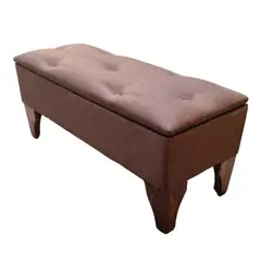 GENERICO - Banqueta Baúl Botone Cafe Lino 105x40x45x20 Muebles Rimar