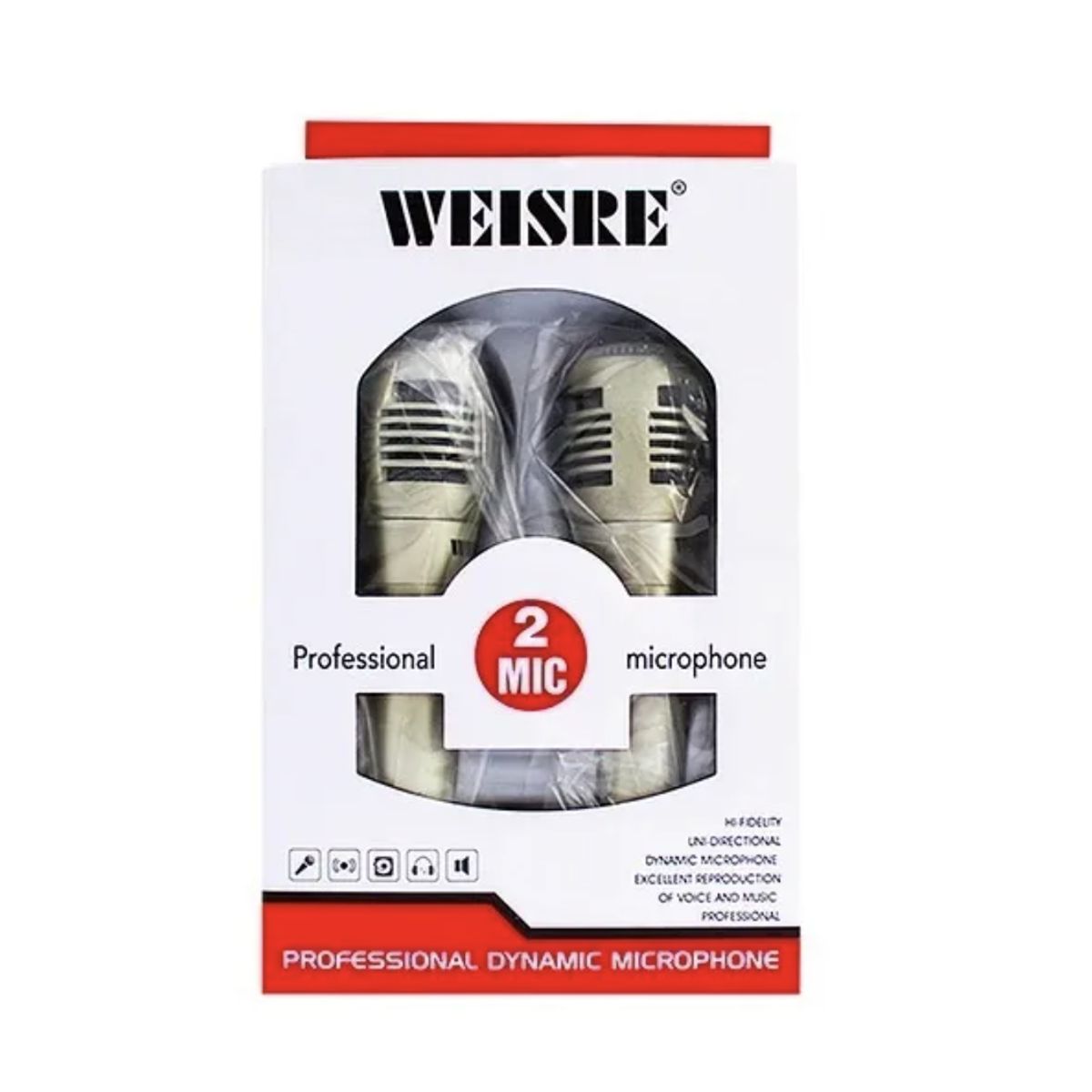 GENERICO - 2 Micrófonos Profesional Dinámico Alámbrico Weisre X2