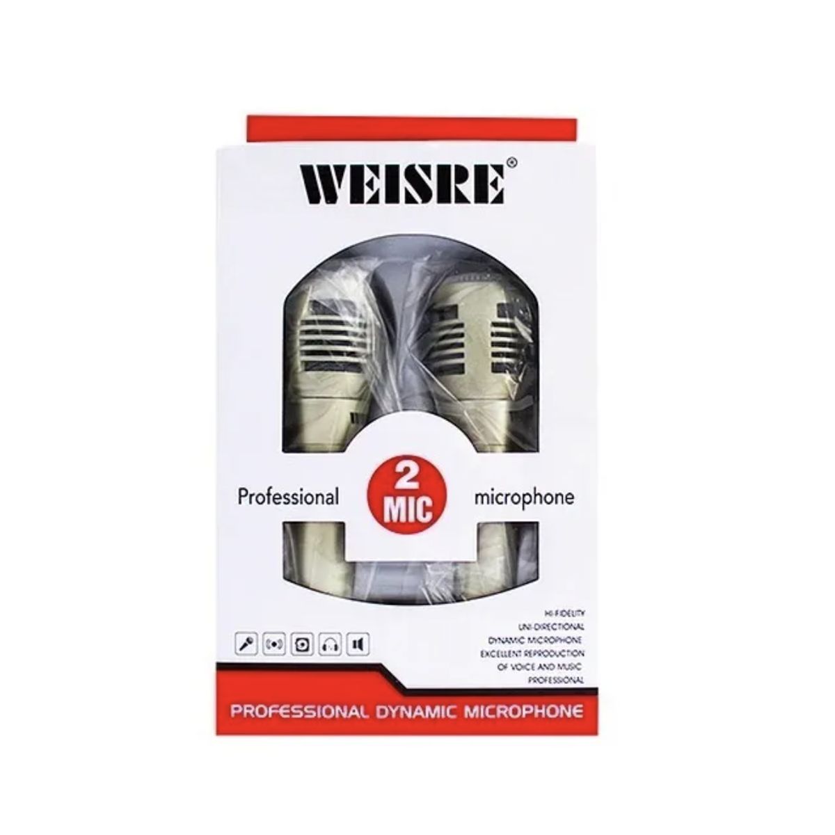 GENERICO - 2 Micrófonos Profesional Dinámico Alámbrico Weisre X2
