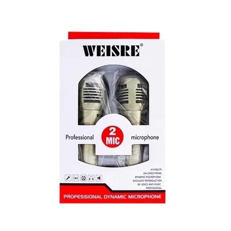 GENERICO - 2 Micrófonos Profesional Dinámico Alámbrico Weisre X2