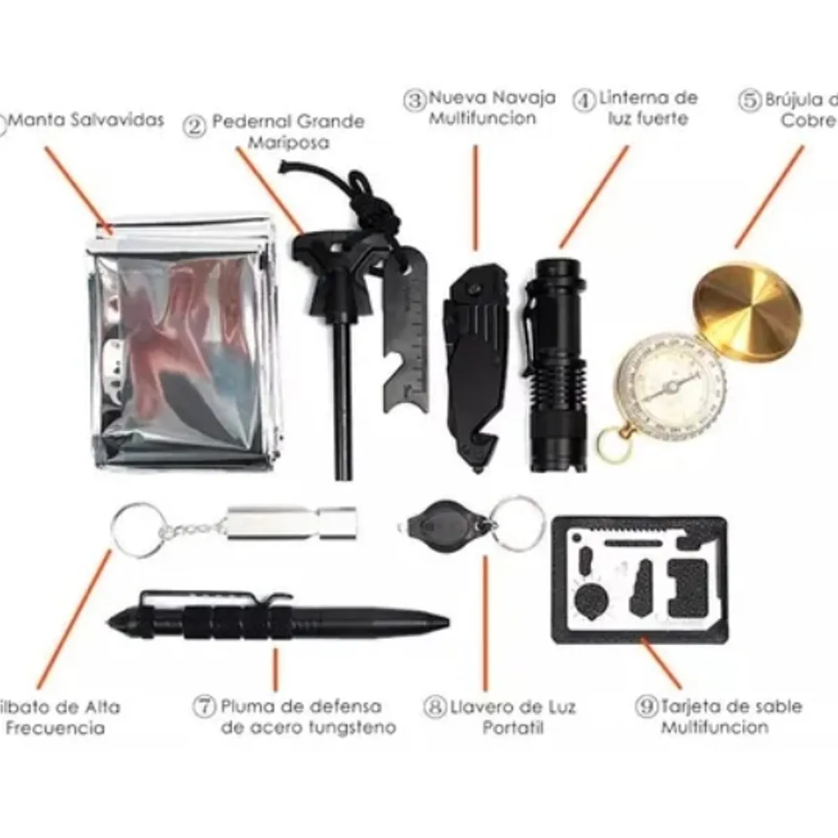 ESHOPANGIE - Kit Herramientas De Supervivencia Camping 10 En 1