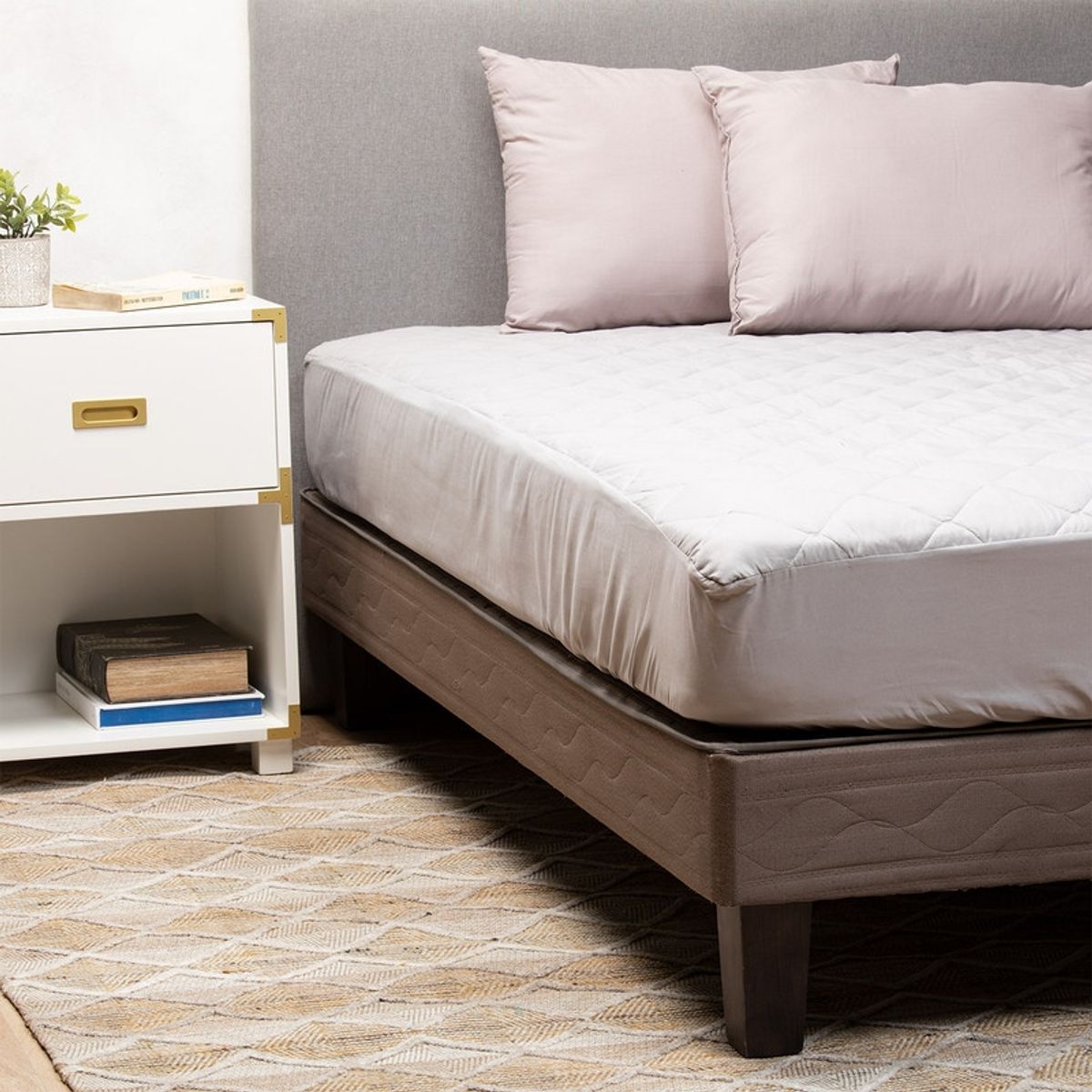 ARTHOME - Pack 2 Almohadas Gris + Cubrecolchon  Gris 2 Plazas Arthome
