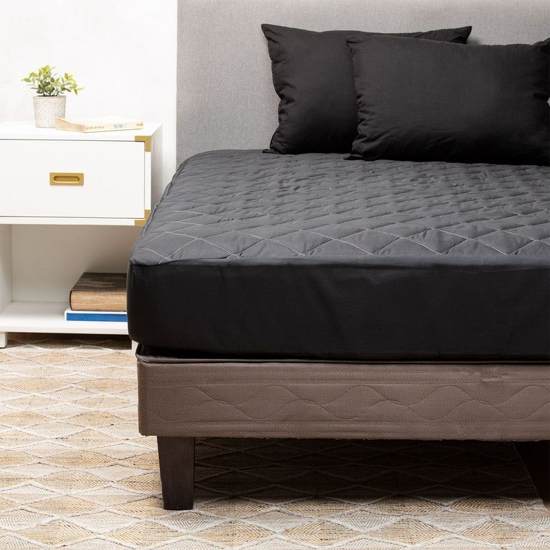 ARTHOME - Pack 2 Almohadas Negro + Cubrecolchon Negro 2 Plazas Arthome