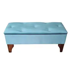GENERICO - Banqueta Baúl Botón Diamante Turquesa Felpa 105x40x45x20 Rimar