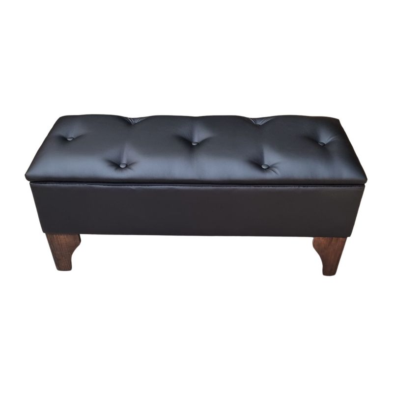 GENERICO - Banqueta Baúl Botone Negro Eco Cuero Muebles Rimar
