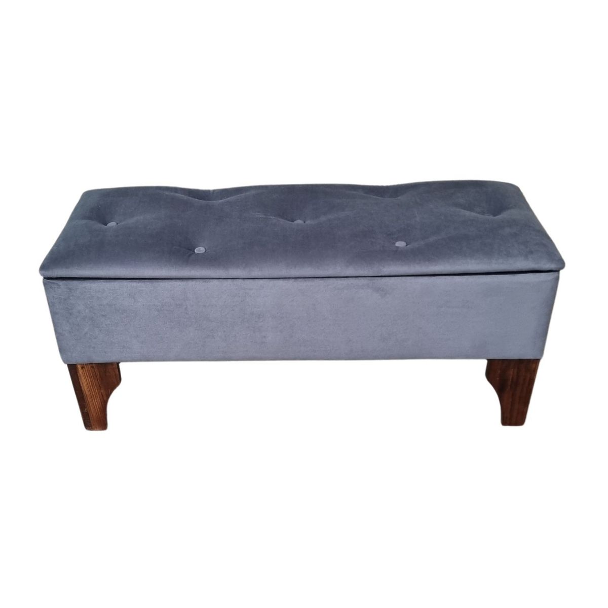 GENERICO - Banqueta Baúl Botón Gris Oscuro Felpa 105x40x45x20 Muebles Rimar