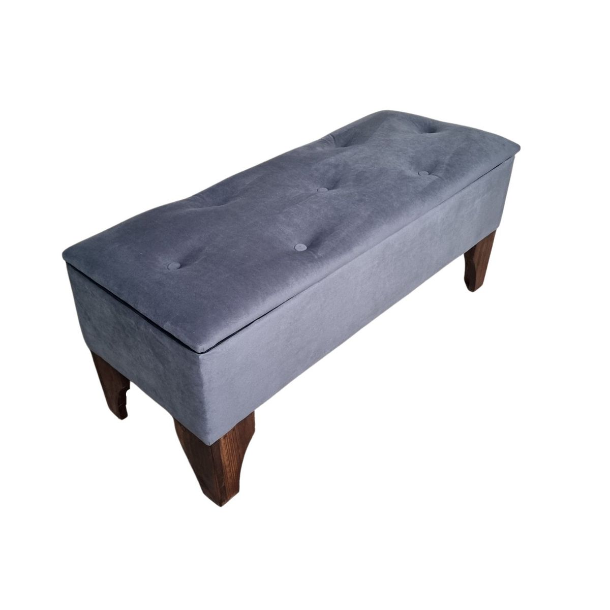GENERICO - Banqueta Baúl Botón Gris Oscuro Felpa 105x40x45x20 Muebles Rimar