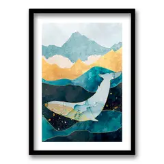 RETELA - Cuadro 70x50 cm Ilustración Ballena dorada