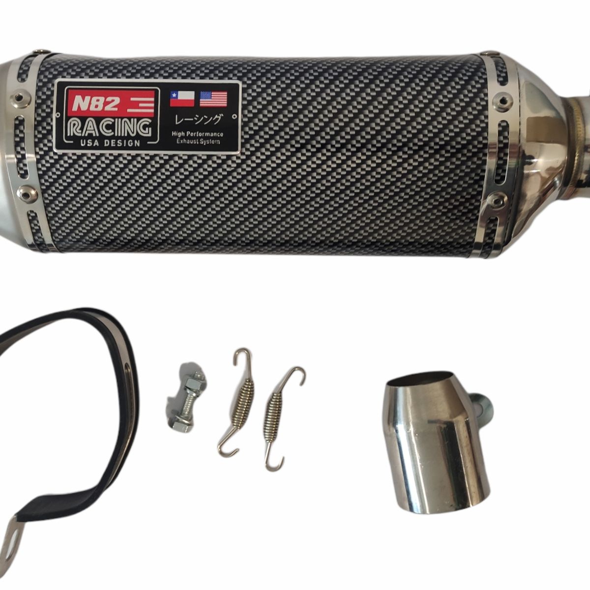 GENERICO - TUBO ESCAPE MOTO CARBONO PUNTA ACERO N82RACING