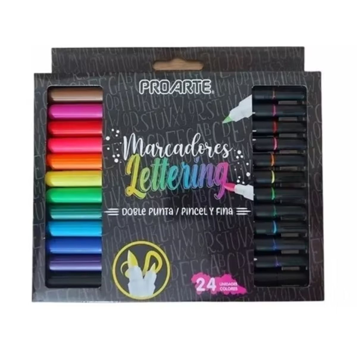 PROARTE - Marcadores Doble Punta 24 Colores Lettering Proarte