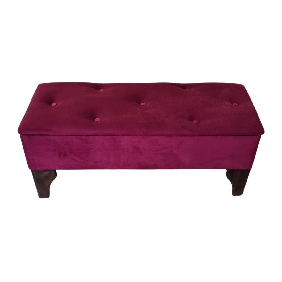 GENERICO - Banqueta Baúl Botón Vino Tinto Felpa105x40x45x20  Muebles Rimar