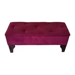 GENERICO - Banqueta Baúl Botón Vino Tinto Felpa105x40x45x20 Muebles Rimar