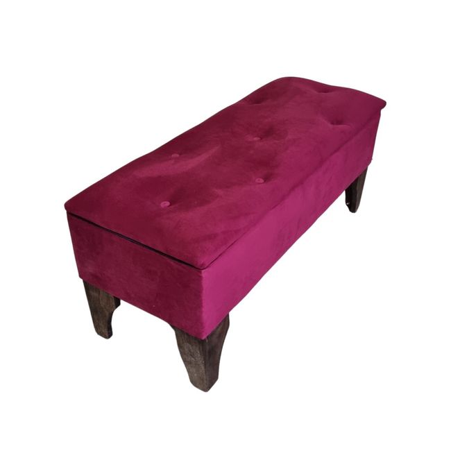 GENERICO - Banqueta Baúl Botón Vino Tinto Felpa105x40x45x20  Muebles Rimar