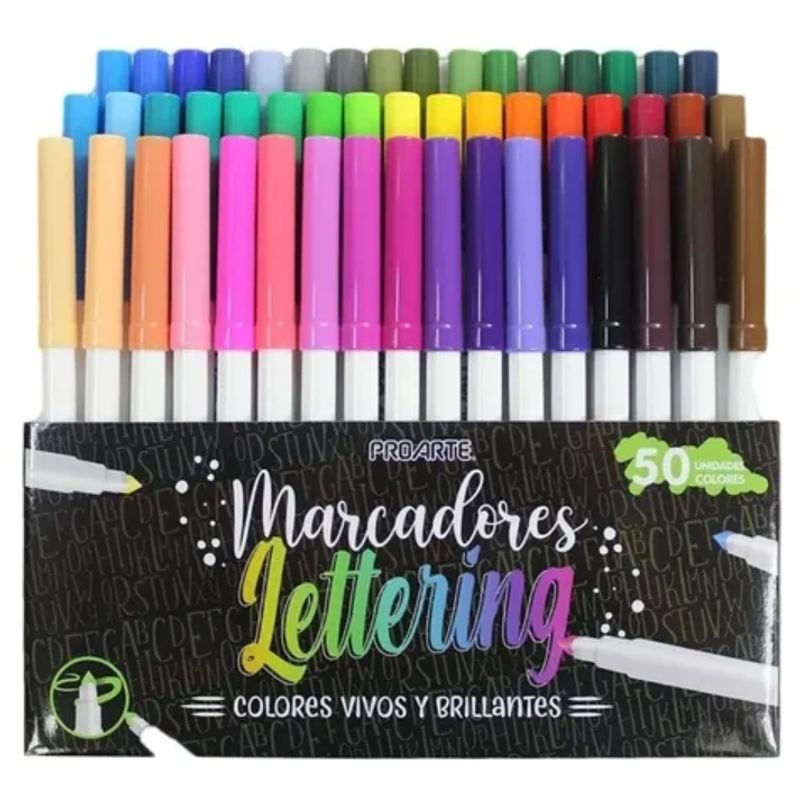 PROARTE - Marcador Lettering 50 Colores Punta Cónica Proarte