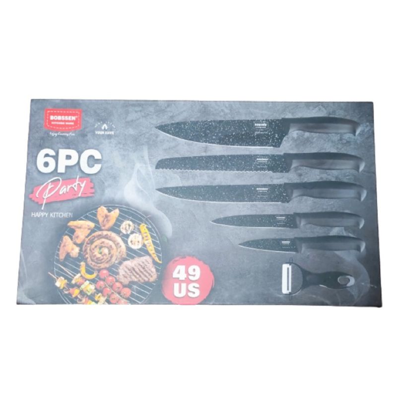 GENERICO - Set de Cuchillos Acero Inoxidable 6 Piezas BOBSSEN