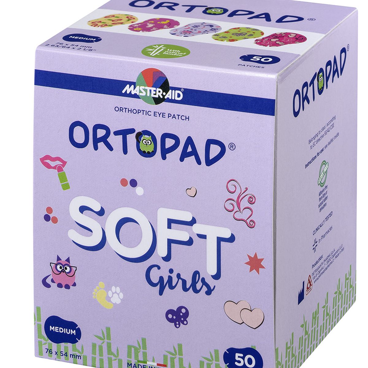 GENERICO - PARCHE OCULAR ORTOPAD TAMAÑO MEDIUM MODELO SOFT GIRLS CAJA 50 UNIDADES