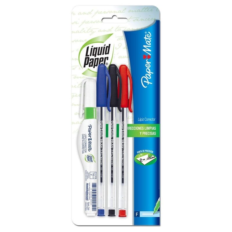 PAPER MATE - Pack escolar Corrector más lápices pasta Negro