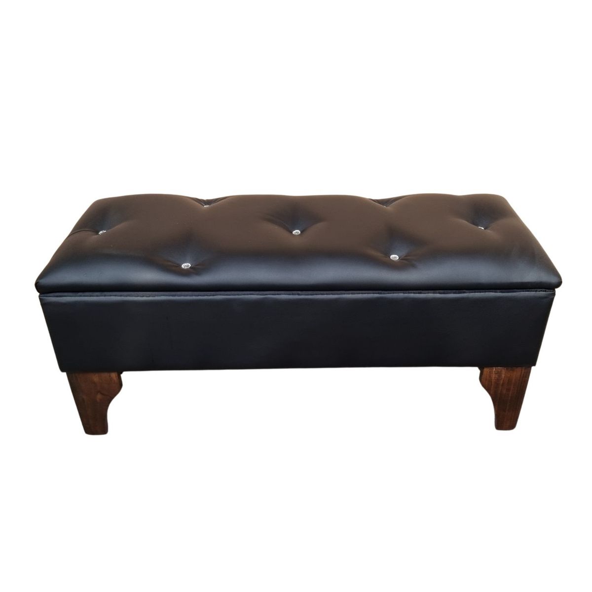 GENERICO - Banqueta Baúl Botone Negro Eco Cuero Diamante Muebles Rimar