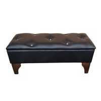Banqueta Baúl Botone Negro Eco Cuero Diamante Muebles Rimar