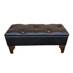 GENERICO - Banqueta Baúl Botone Negro Eco Cuero Diamante Muebles Rimar